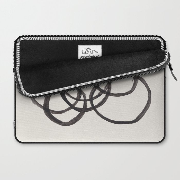 Bubble Rings Minimalist Modern Mid Century Black Ink Spirals Funky Nesting Rings Laptop Sleeve Gallery Image 2