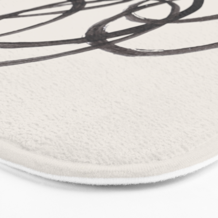 Bubble Rings Minimalist Modern Mid Century Black Ink Spirals Funky Nesting Rings Bath Mat Gallery Image 3