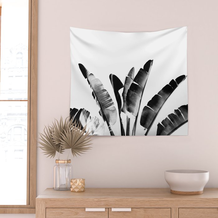 Traveler palm - bw Wall Tapestry Gallery Image 2