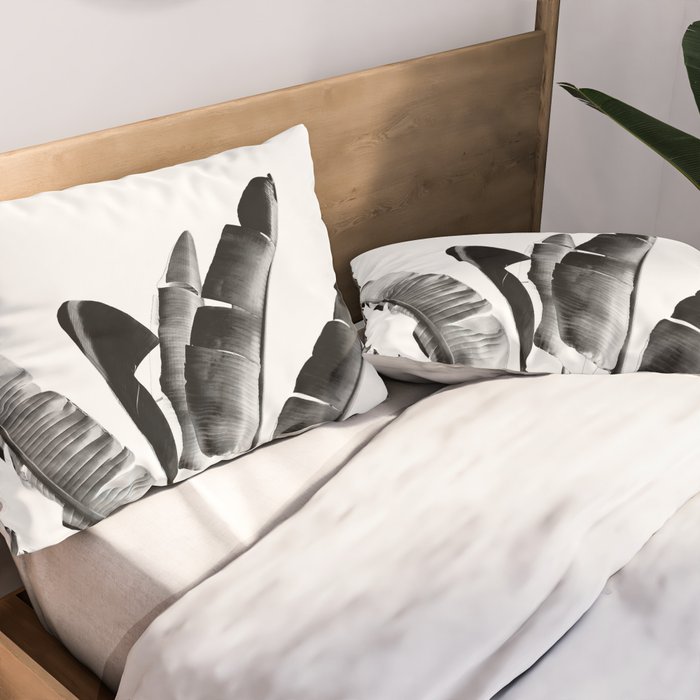 Traveler palm - bw Pillow Sham Gallery Image 2