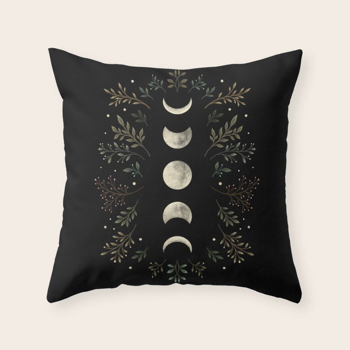Moonlight Garden - Olive Green Throw Pillow Gallery Image 6