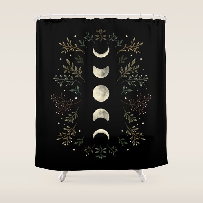 Moonlight Garden - Olive Green Shower Curtain Gallery Image 1