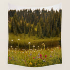 Mount Rainier Wildflower Field Wall Tapestry Gallery Image 4