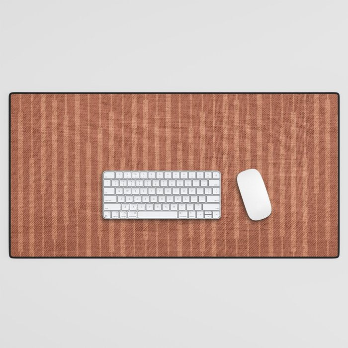 Burnt Orange, Boho Minimalist Stripes Desk Mat Gallery Image 1