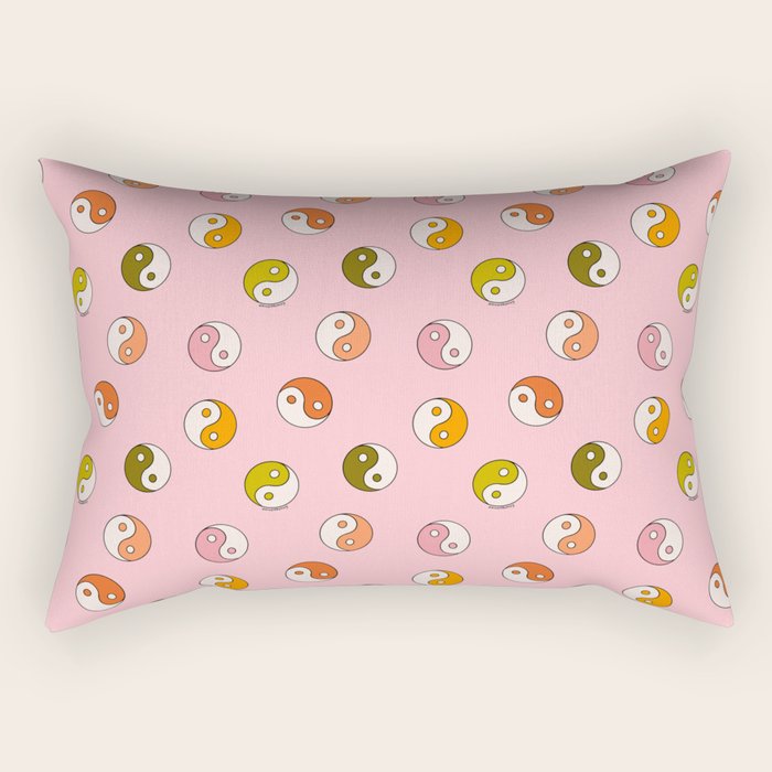 Rainbow Yin Yang Print Rectangular Pillow Gallery Image 1