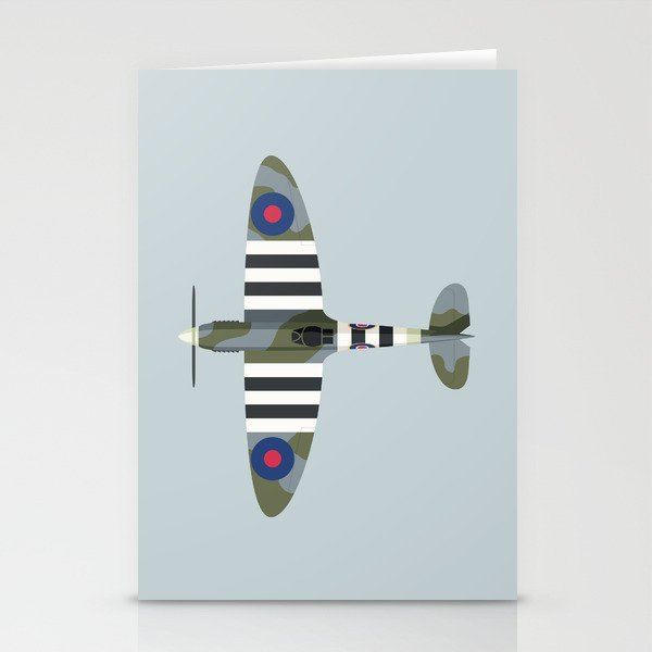 Spitfire WWII Fighter Aircraft - Grey Stationery Card Gallery Image 1