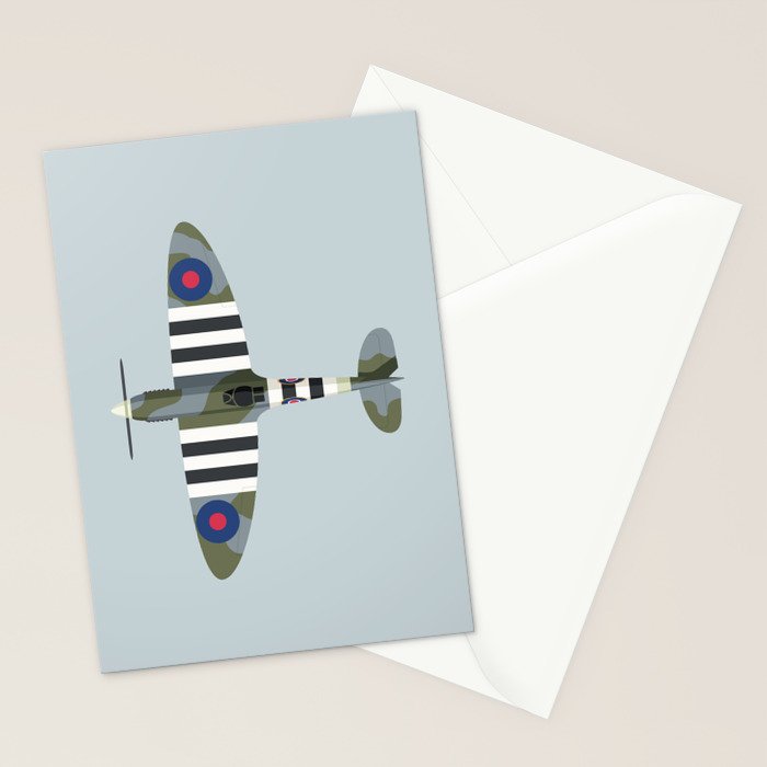 Spitfire WWII Fighter Aircraft - Grey Stationery Card Gallery Image 2