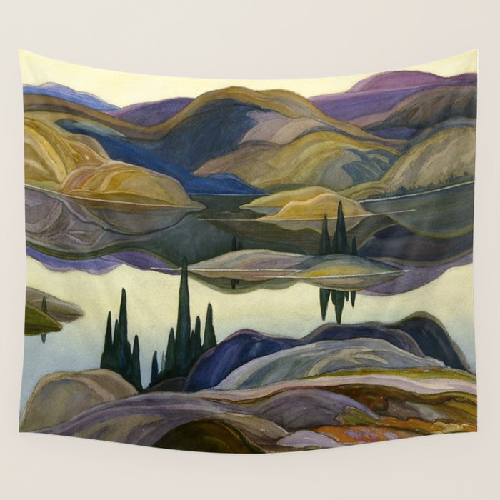 Canadian Landscape Franklin Carmichael Art Nouveau Post-Impressionism Mirror Lake Wall Tapestry Gallery Image 4