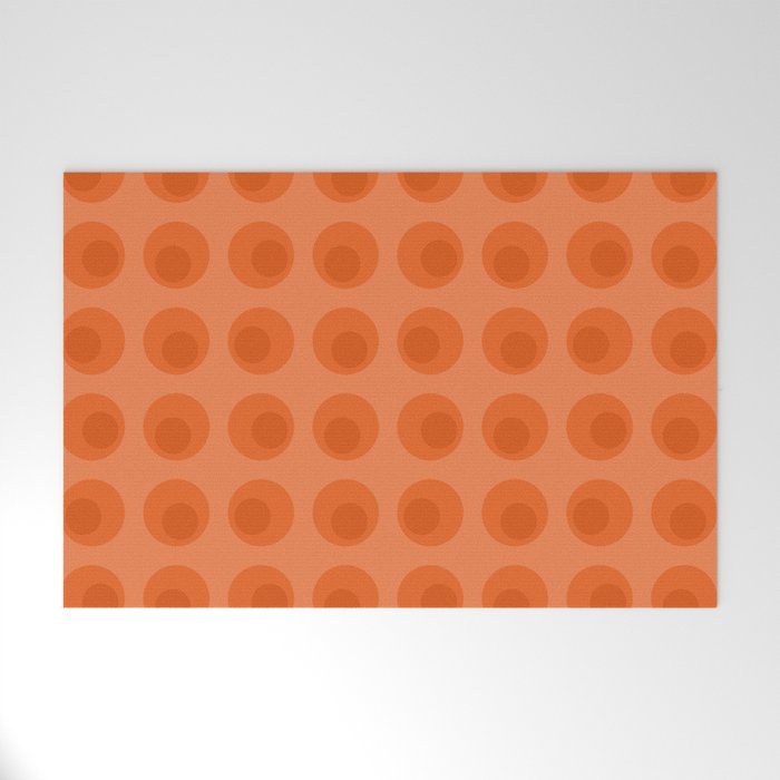 Orange 1970s Retro Inspired Polka Dot Pattern Welcome Mat Gallery Image 1