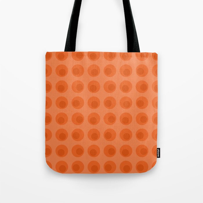 Orange 1970s Retro Inspired Polka Dot Pattern Tote Bag Gallery Image 1