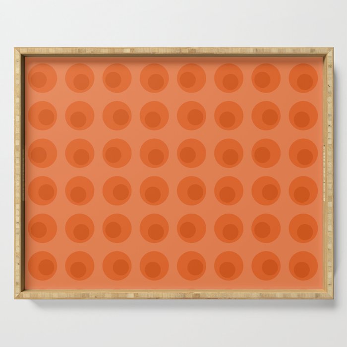 Orange 1970s Retro Inspired Polka Dot Pattern Serving Tray Gallery Image 1