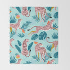 Cheetahs In The Grapefruit Grove, Tropical Jungle bohemian Wildlife, Tiger Wild Cat Nature Forest Throw Blanket Gallery Image 2