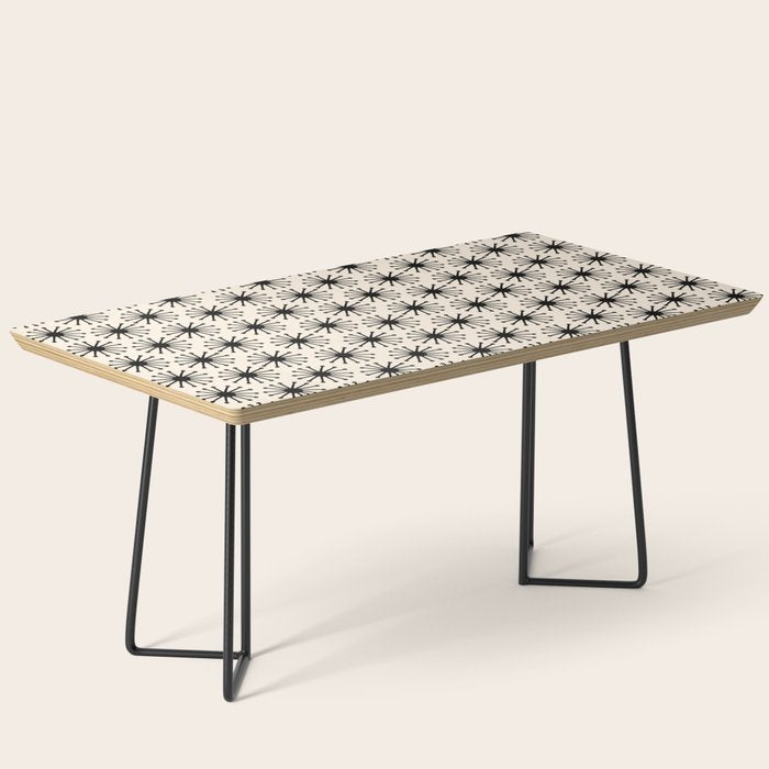 Midcentury Molecules Atomic Retro Dot Pattern Black and Almond Cream Coffee Table Gallery Image 1