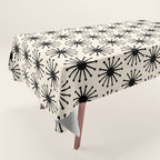 Midcentury Molecules Atomic Retro Dot Pattern Black and Almond Cream Tablecloth Gallery Image 1
