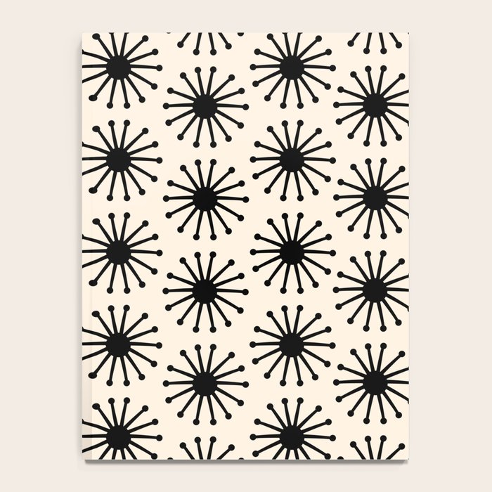 Midcentury Molecules Atomic Retro Dot Pattern Black and Almond Cream Notebook Gallery Image 4