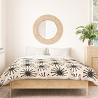 Midcentury Molecules Atomic Retro Dot Pattern Black and Almond Cream Duvet Cover Gallery Image 3