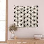 Midcentury Molecules Atomic Retro Dot Pattern Black and Almond Cream Wall Tapestry Gallery Image 2