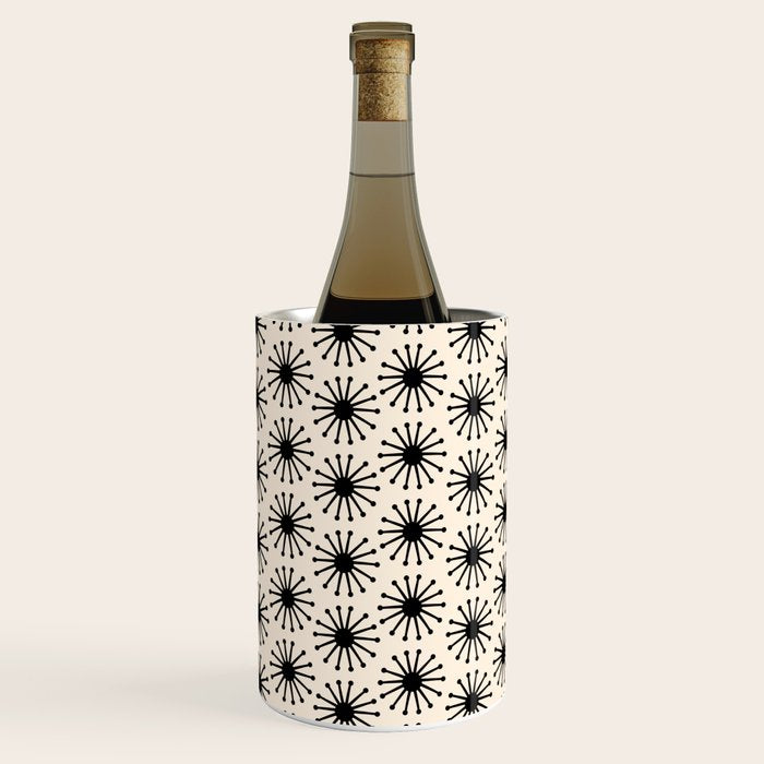 Midcentury Molecules Atomic Retro Dot Pattern Black and Almond Cream Wine Chiller Gallery Image 1