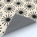 Midcentury Molecules Atomic Retro Dot Pattern Black and Almond Cream Rug Gallery Image 4