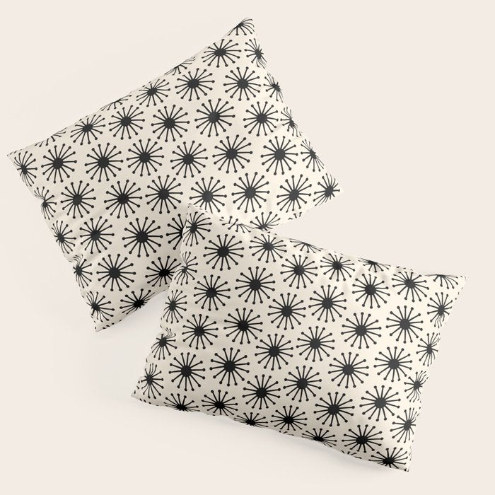 Midcentury Molecules Atomic Retro Dot Pattern Black and Almond Cream Pillow Sham Gallery Image 1