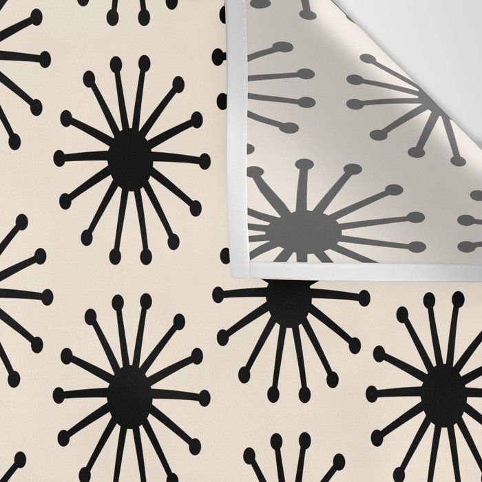 Midcentury Molecules Atomic Retro Dot Pattern Black and Almond Cream Wall Tapestry Gallery Image 3