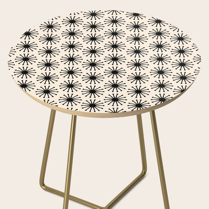 Midcentury Molecules Atomic Retro Dot Pattern Black and Almond Cream Side Table Gallery Image 2