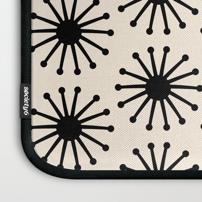 Midcentury Molecules Atomic Retro Dot Pattern Black and Almond Cream Laptop Sleeve Gallery Image 3