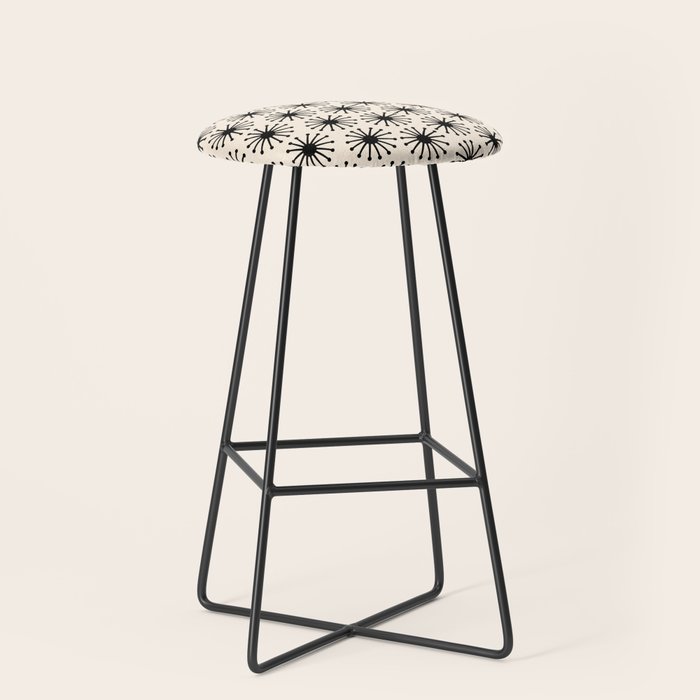 Midcentury Molecules Atomic Retro Dot Pattern Black and Almond Cream Stool Gallery Image 1