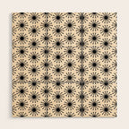 Midcentury Molecules Atomic Retro Dot Pattern Black and Almond Cream Wood Wall Art Gallery Image 1