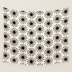 Midcentury Molecules Atomic Retro Dot Pattern Black and Almond Cream Wall Tapestry Gallery Image 4