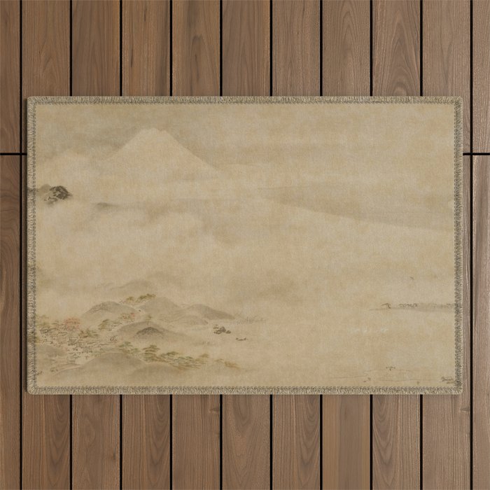 Japanese Edo Period Landscape Scroll of Mount Fuji - Kano Tanyu Outdoor Rug Gallery Image 1