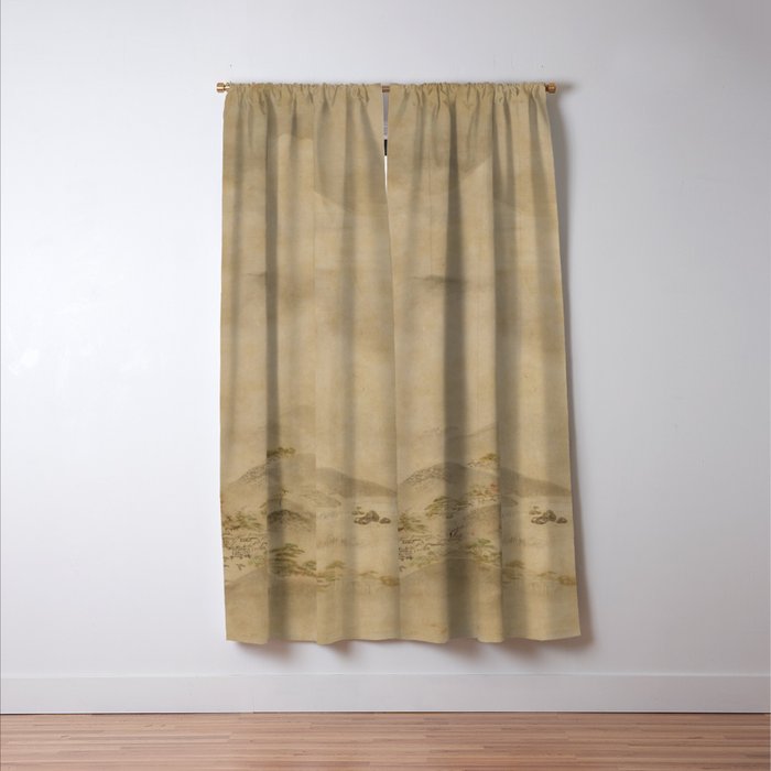 Japanese Edo Period Landscape Scroll of Mount Fuji - Kano Tanyu Window Curtain Gallery Image 3