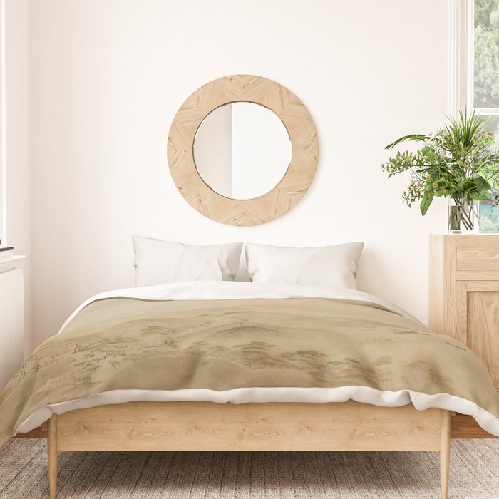 Japanese Edo Period Landscape Scroll of Mount Fuji - Kano Tanyu Duvet Cover Gallery Image 3