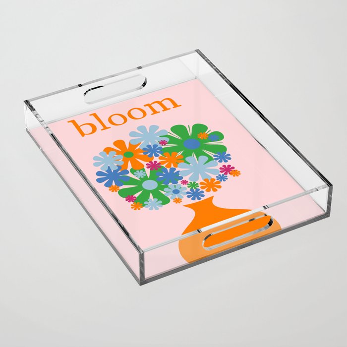 Bloom Retro Flowers in Vase Acrylic Tray Gallery Image 1