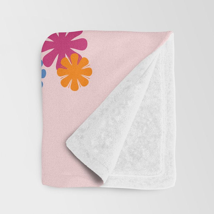 Bloom Retro Flowers in Vase Throw Blanket Gallery Image 3