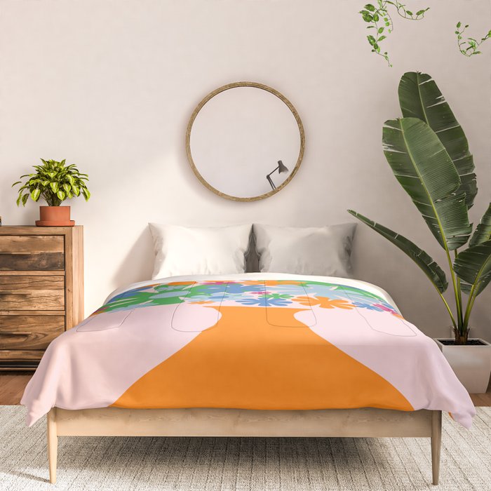 Bloom Retro Flowers in Vase Comforter Gallery Image 3