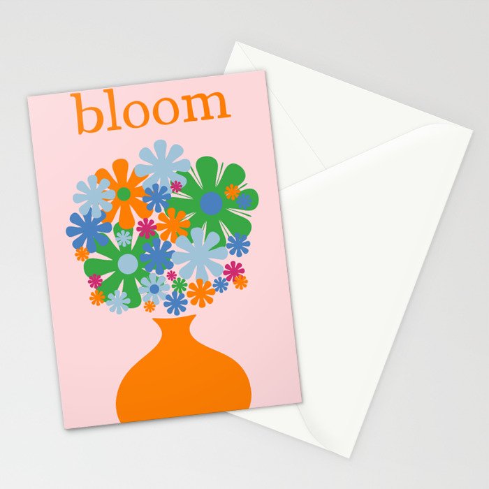Bloom Retro Flowers in Vase Stationery Card Gallery Image 2