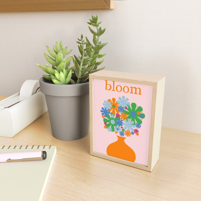Bloom Retro Flowers in Vase Mini Art Print Gallery Image 2