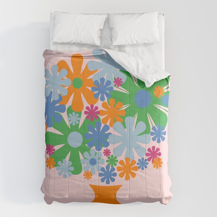 Bloom Retro Flowers in Vase Comforter Gallery Image 1