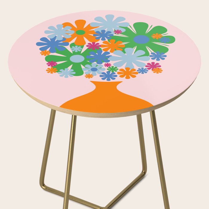 Bloom Retro Flowers in Vase Side Table Gallery Image 2