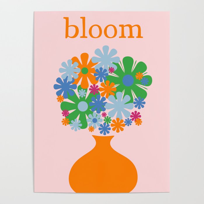 Bloom Retro Flowers in Vase Poster Gallery Image 4