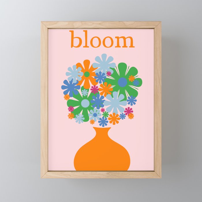 Bloom Retro Flowers in Vase Mini Art Print Gallery Image 1