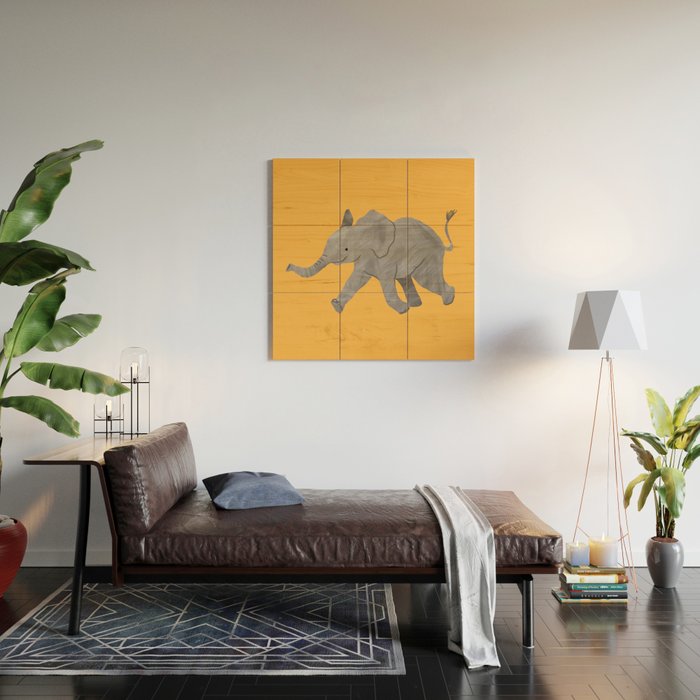 Baby Elephant Wood Wall Art Gallery Image 2