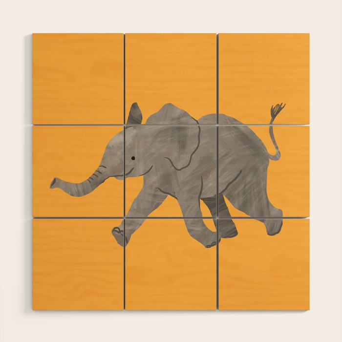 Baby Elephant Wood Wall Art Gallery Image 1