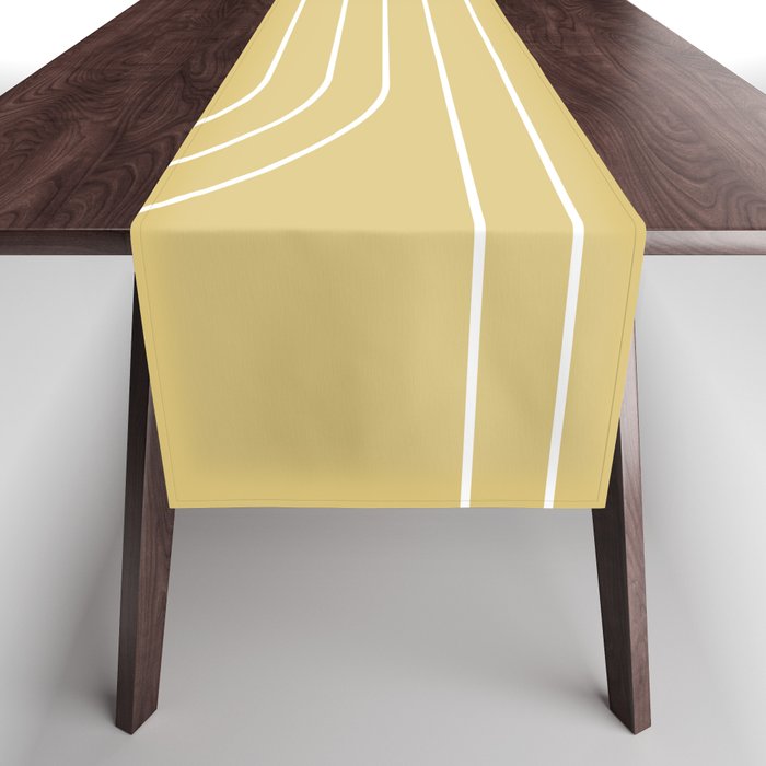 Minimal Line Curvature XXVIII Butter Yellow Mid Century Modern Arch Abstract Table Runner Gallery Image 1