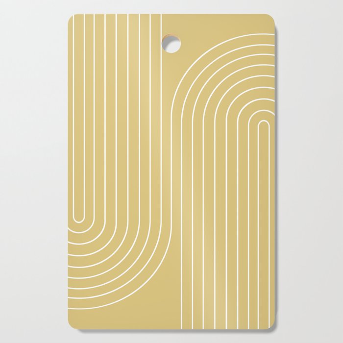 Minimal Line Curvature XXVIII Butter Yellow Mid Century Modern Arch Abstract Cutting Board Gallery Image 1