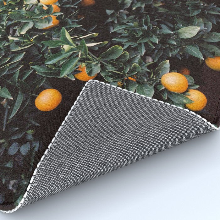 Oranges | Moody colorful travel photography | Botanical green wall with oranges Rug Gallery Image 4