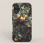 Oranges | Moody colorful travel photography | Botanical green wall with oranges iPhone Case Gallery Image 1