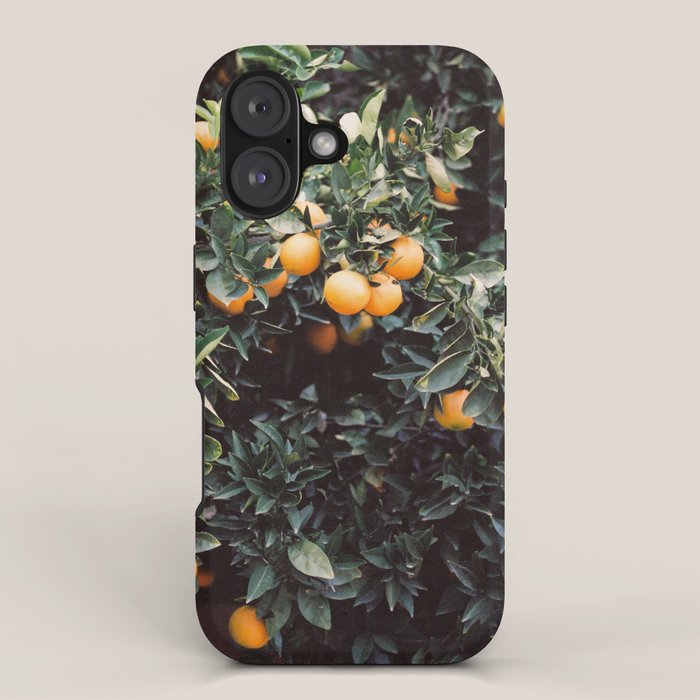 Oranges | Moody colorful travel photography | Botanical green wall with oranges iPhone Case Gallery Image 1