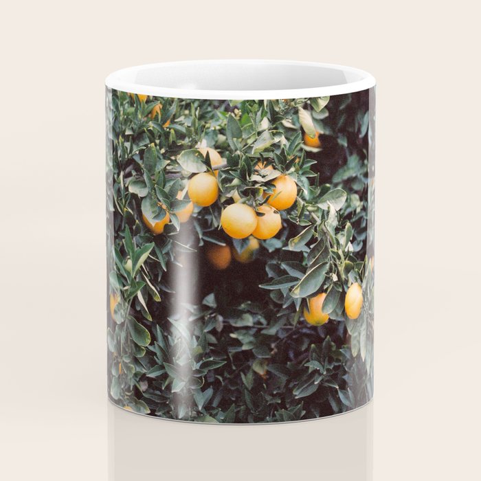 Oranges | Moody colorful travel photography | Botanical green wall with oranges Coffee Mug Gallery Image 4